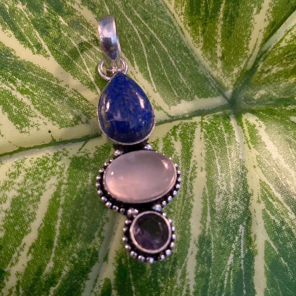 COPY - Lapis, Amethyst and Rose Quartz pendant